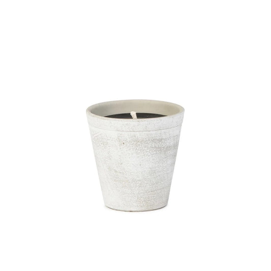 Terracotta pot white outdoor candle S