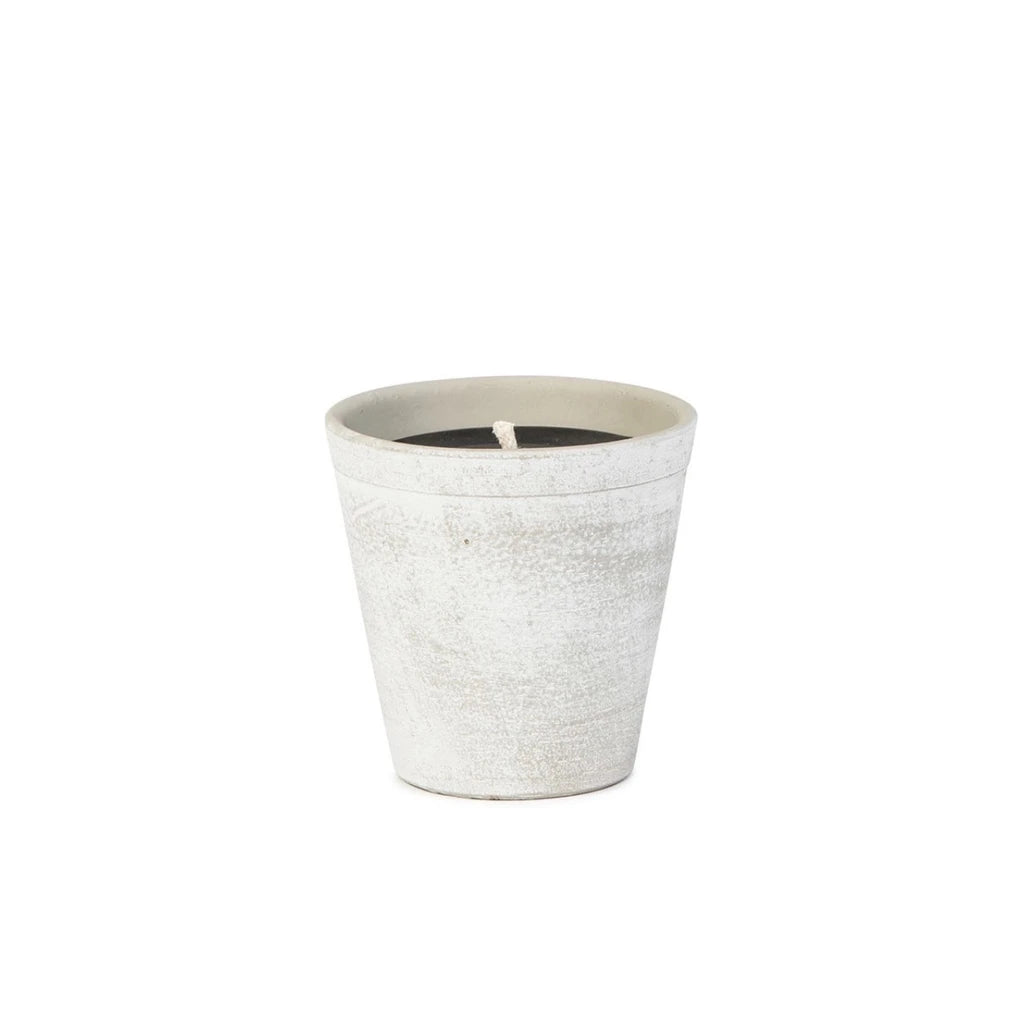 Terracotta pot white outdoor candle S