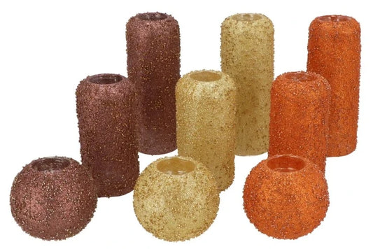 Sparkly candle copper - set of 3