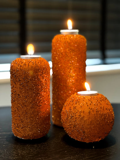 Sparkly candle copper - set of 3